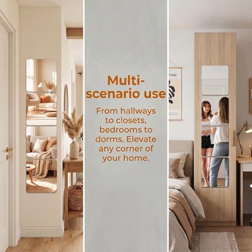 Mirror Tiles, 4 Pack 8 x 8 Inch Acrylic Mirror, Stick on Mirror Squares and Mirror Stickers, Shatter-Resistant Mirrors for Wall, Mirror for Classroom and DIY Mirror Wall Decor - Image 5