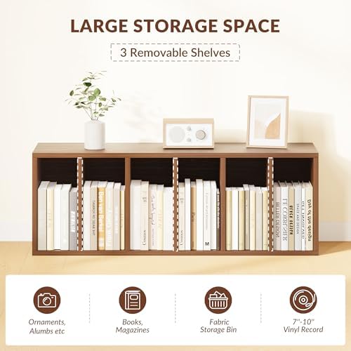 IOTXY DIY Modular Cubby Bookcase - Stackable 6-Cube Open Bookshelf, Walnut - Image 4