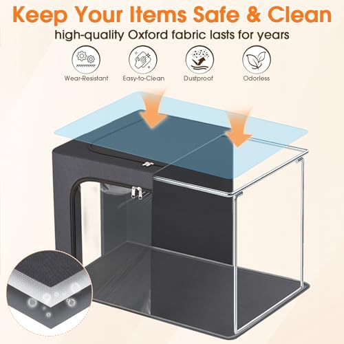 Metal Frame Clothes Storage Bins, Light Grey, 40L, 4 Pack - Image 5