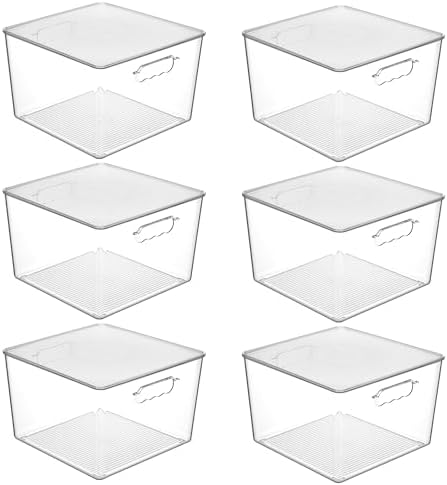 Vtopmart 6 Pack Extra Large Clear Stackable Storage Bins with Lids, 11inch Organizer Bins with Handle for Onions and Potatoes, Plastic Containers for Pantry, Freezer, Kitchen, Closet Organization by Vtopmart