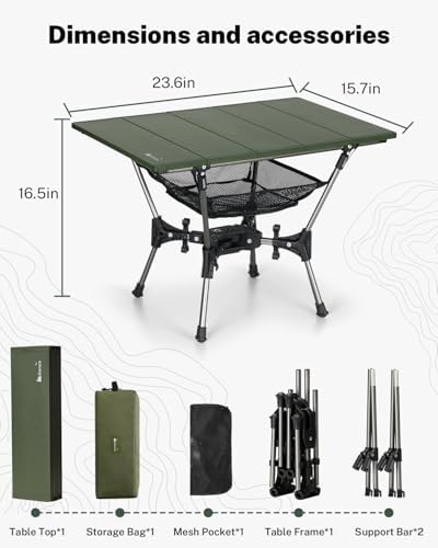 Gonex Foldable Camping Table, Portable Aluminum Roll Up Top Camp Side Table - Image 3