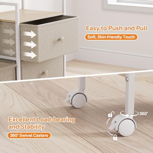 Modanais Baby Diaper Caddy Organizer Rolling Cart with Drawers, Off White - Image 5