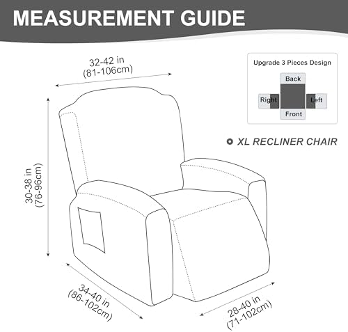 Genina Waterproof Recliner Chair Cover,XL-1 Seat Couch Cover,Dark Gray - Image 6