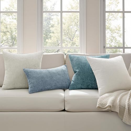 MIULEE Decorative Couch Throw Pillow Covers 18x18 Inch Light Blue 2 Pack - Image 3