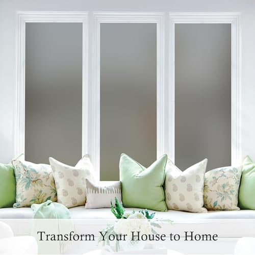 Coavas Frosted Glass Window Privacy Film, Static Cling, Gray 45.2"x314.9" - Image 6