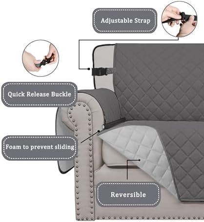 Easy-Going Reversible Couch Cover, Chair 30 in, Gray/Light Gray - Image 3