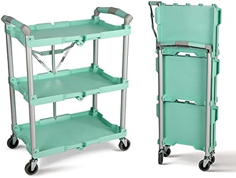 Olympia Tools 89-349 Pack-N-Roll Folding Collapsible Service Cart, 150LB Capacity, Teal by OlympiaTools
