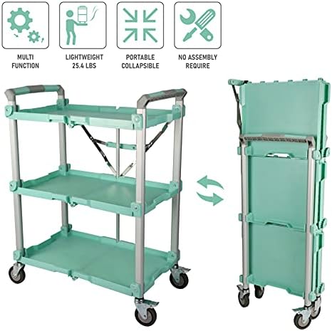 Olympia Tools 89-353 Pack N Roll Collapsible Service Cart, XL, 300LB Capacity, Teal - Image 5