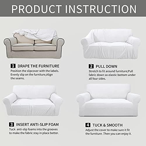 Easy-Going Stretch Chair Slipcover with Arm Washable Snow White - Image 6