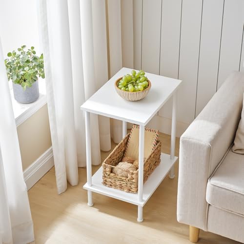 HOOBRO End Table, Small Side Table, Nightstand with 2-Layer Storage Shelves, Sofa Table for Small Spaces, Living Room, Bedroom, Stable Frame, Easy Assembly, White WW09BZ01 - Image 6