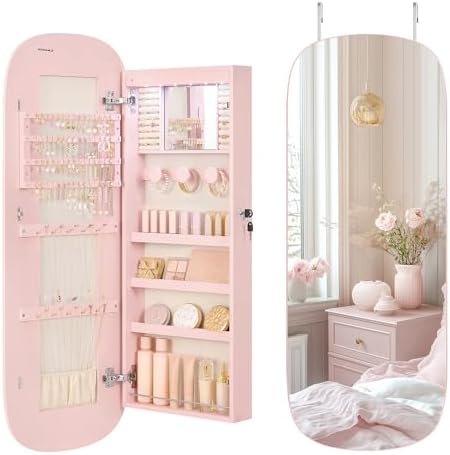 SONGMICS Jewelry Organizer, LED Jewelry Cabinet, Wall/Door Mounted by Unknown