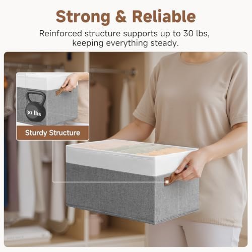 StorageWorks Closet Storage Bins, Gray&White, Large, 3-Pack - Image 6
