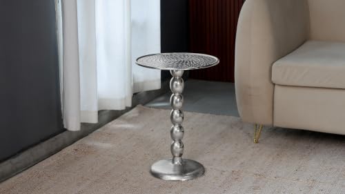 CLEENTABLE Sunburst Spiral Round Side Table, Metal, Silver, 21" H x 15" W - Image 3