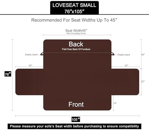 U-NICE HOME Loveseat Sofa Cover for 2 Cushion Couch, Taupe/Taupe - Image 6