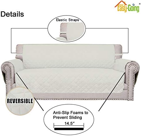 Easy-Going Reversible Couch Cover, 2 Cushion Sofa, Ivory/Ivory - Image 3