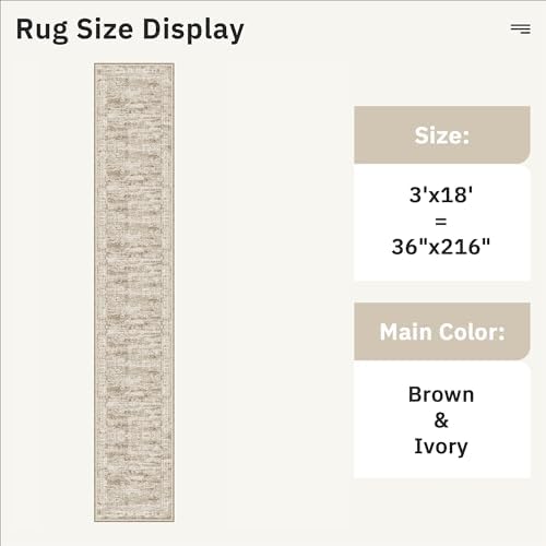 Soalmost Washable 3x18 Hallway Runner Rug Non-Slip Kitchen Entry Rugs Brown - Image 5