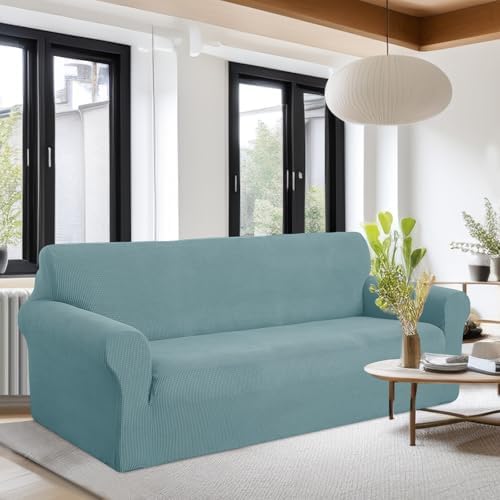 U-NICE HOME Oversized Stretch Couch Cover Slipcover, Light Blue - Image 2