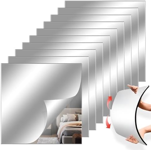 12"x12" Square Self Adhesive Acrylic Mirror Tiles 10 Pack by Chuangyinggo