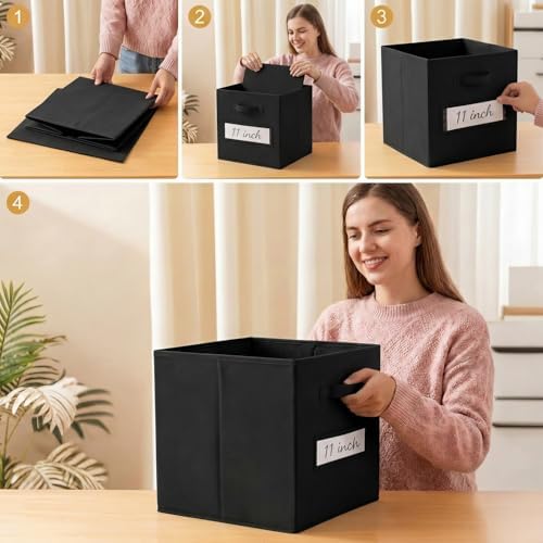 Storage Bins,11" Cube Storage Bin with Labels,10pcs,Black - Image 5