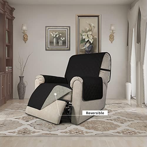 Easy-Going Reversible Couch Cover, Recliner 22 in, Black/Beige - Image 2