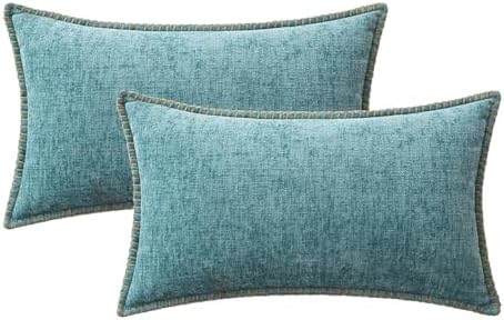 MIULEE Decorative Lumbar Throw Pillow Covers 12x20 Inch Aqua Blue 2 Pack - Image 6