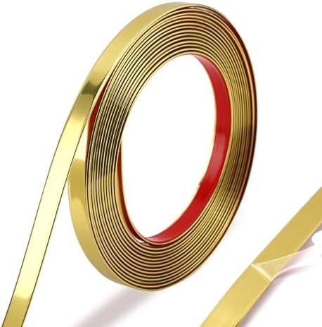 Trimold Glossy Gold Molding Trim Peel and Stick, Flexible Mirror Border Design, Wall Ceiling Floor Cabinet Tile Edge Moulding, 5m x 0.66cm by AllAboutTrimMoldings
