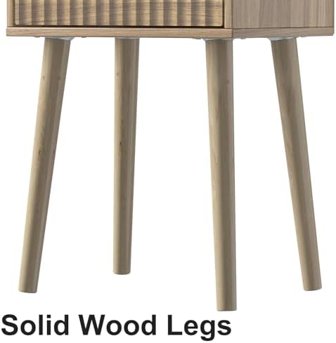 LAATOOREE Nightstands Set of 2, Small Bed Side Table with Fluted Door - Image 6