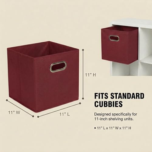 Household Essentials Fabric Storage Bins 6 Piece Set, Burgundy - Image 5