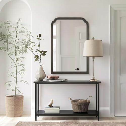 WallBeyond Wooden Framed Wall Mirror, Natural Wood Bathroom Vanity Mirror for Entryway, Living Room or Bedroom Home Decor Vertical or Horizontal Hanging [24" x 36" Black] - Image 5