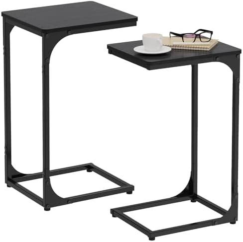 C Shaped End Tables Couch Table TV Trays Set of 2, 11.8" Wide, Black by JCMCDObyCOZYHOME