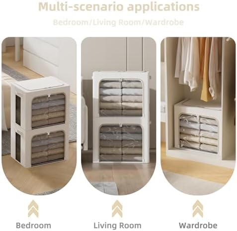FHSQX 2 Pack Clothes Storage Bins, Ivory White, 15.7x11.8x9.8 Inch - Image 3