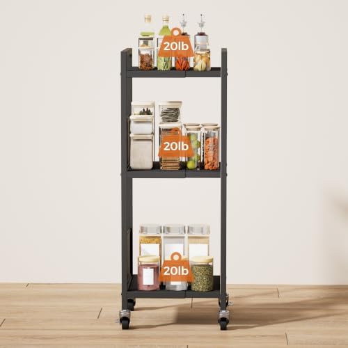 3-Tier Expandable Storage Shelving Unit,Slim Storage Cart,Metal - Image 2