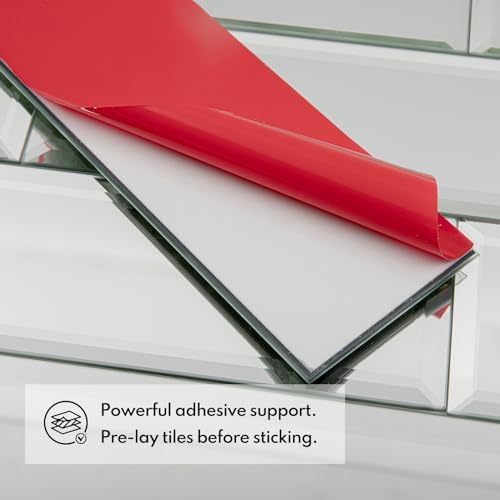 Lovdeco Peel and Stick Beveled Silver Mirror Tile Subway Mirror Glass Backsplash 3x12 Inch for Kitchen Bathroom Wall (20 Pcs, 5 SQ.FT.) - Image 3