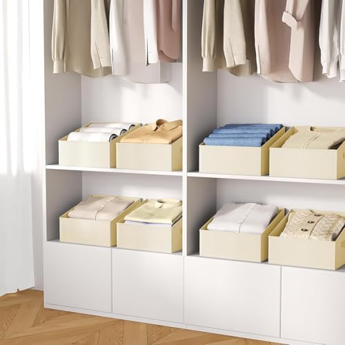 DIMJ Closet Storage Bins - Fabric Storage Baskets for Shelves, Collapsible Closet Organizers and Storage with Handles, Trapezoid Shelf Organization Storage Cubes for Purse, Toys, Books, Towel, Socks - Image 4