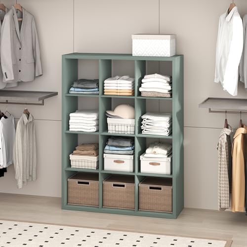 Furinno Cubic Extra Thick 12-Cube Closet Organizers and Storage, Sage Green by Furinno-FitsYourSpaceFitsYourBudget