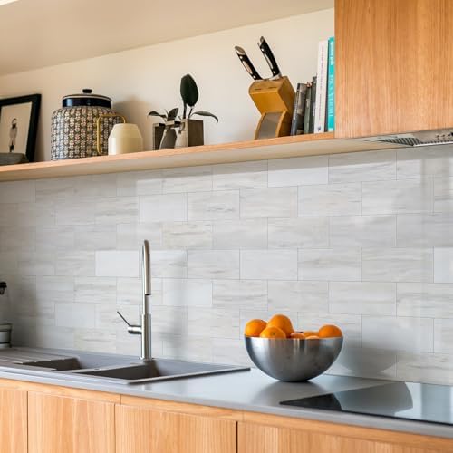 STICKGOO Subway Tile Peel and Stick Backsplash, Glossy Light Brown PVC Self Adhesive Tile Backsplash, Stick on Tile for Kitchen and Bathroom(10 Sheets) - Image 7