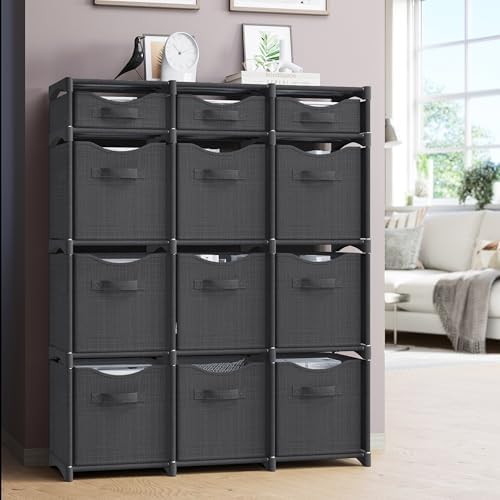 Cube Storage Organizer with Storage Bins Included - The Perfect Closet Organizers and Storage Solution. Includes 12 Storage Cubes, Great For Toy Storage, Closet Storage, Clothes Storage (Dark Grey) - Image 6