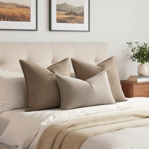 MIULEE Decorative Linen Lumbar Pillow Cover 12x20 Inch Natural Linen - Image 4