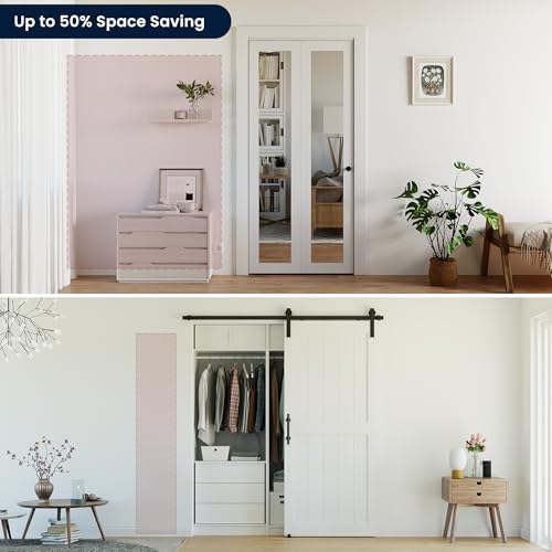 Bifold Doors 24 x 80, Bifold Mirror Closet Doors with Hardware Kit - Image 4