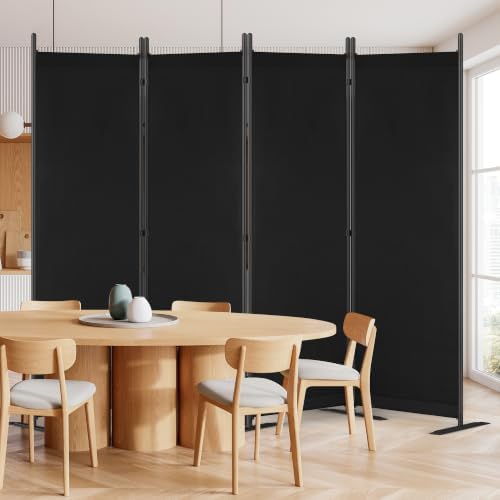 Room Divider 6FT Folding Privacy Screen for Room Separation, 4 Panel, Black by Yettsoy