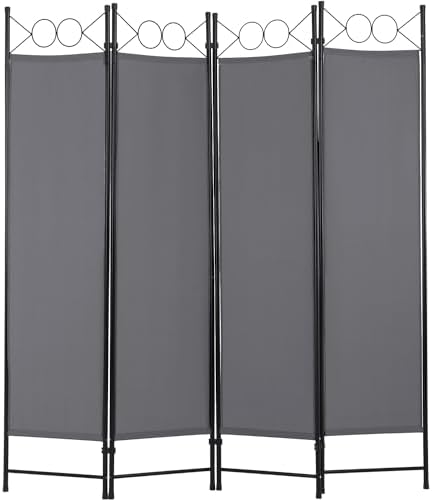 FDW 4-Panel Folding Room Divider | 6ft, Grey | Light & Portable by PayLessHere