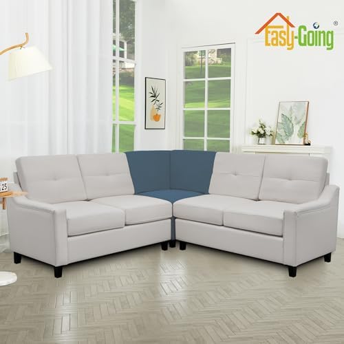 Easy-Going Stretch Soft Sectional Corner Sofa Couch Slipcover Bluestone - Image 3