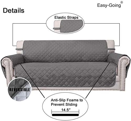 Easy-Going Reversible Couch Cover, 3 Cushion Sofa, Large, Gray/Light Gray - Image 3