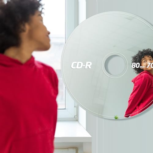 Tellegloww Acrylic Cd Mirror 24 x 24 Inch Cool Music Decor Cute Mirror Round Cd Funny Christmas Music Room Decor Wall Disco Disk for Girlfriend Gift Living Room Bedroom Home Party Favors - Image 6