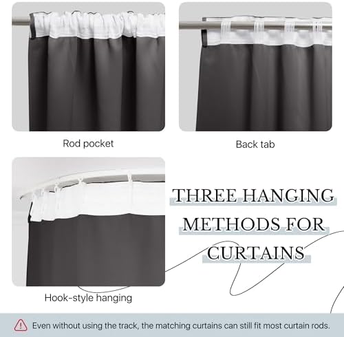 RYB HOME Blackout Extra Wide Room Divider Curtain, Flexible Silent Track - Image 6