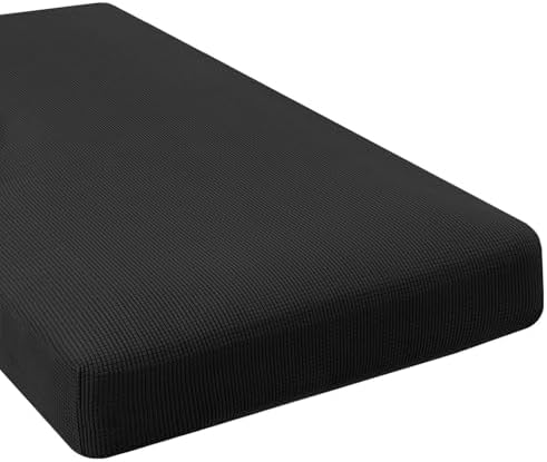 H.VERSAILTEX Super Stretch Individual Chaise Cover Sectional Couch Covers for L Shaped Sofa Both Left/Right Featuring Thick Jacquard Textured Twill Fabric (1 Piece Chaise Cover Large, Black) by HVERSAILTEX