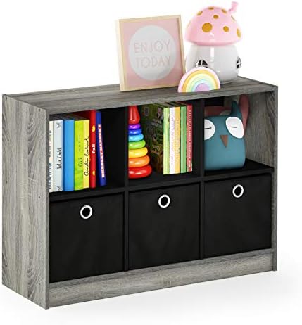 Furinno Basic 6-Cube Book Shelf with Open Shelf, 3 x 2, French Oak by Furinno-FitsYourSpaceFitsYourBudget