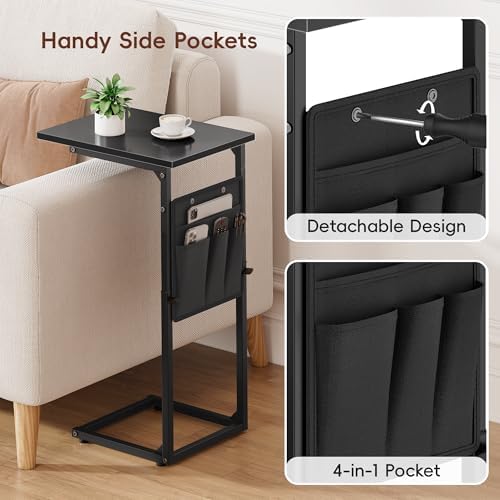 Vagusicc C-Shaped End Table, Small Side Table for Couch, Sofa Table Adjustable Height End Tables Living Room, Bedside Slide Under Couch Table for Sofa, TV Tray Table with Metal Frame for Bedroom,Black - Image 7