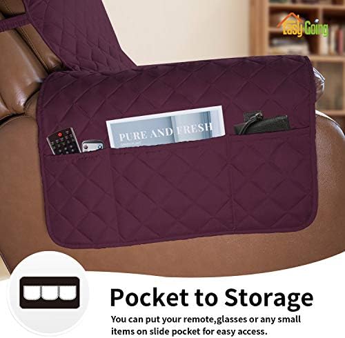 Easy-Going Reversible Couch Cover, Oversized Recliner, Wine/Beige - Image 3