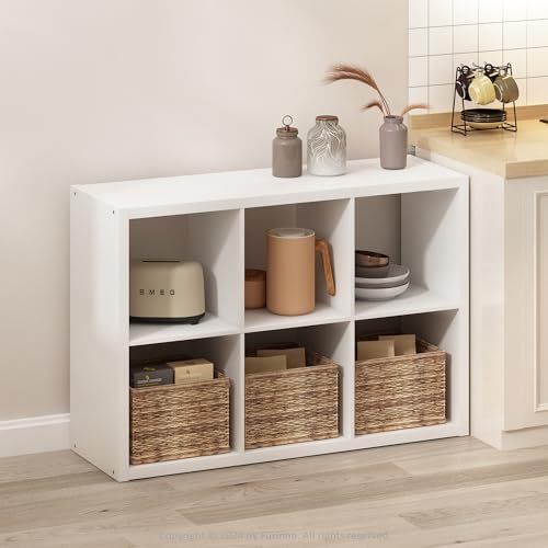 Furinno HERMITE Kitchen Island, 6-Cube Coffee Bar, Extra Thick Kitchen Storage, Bakers Rack, for Pantry Organizers and Storage, Kitchen Organization, White - Image 2